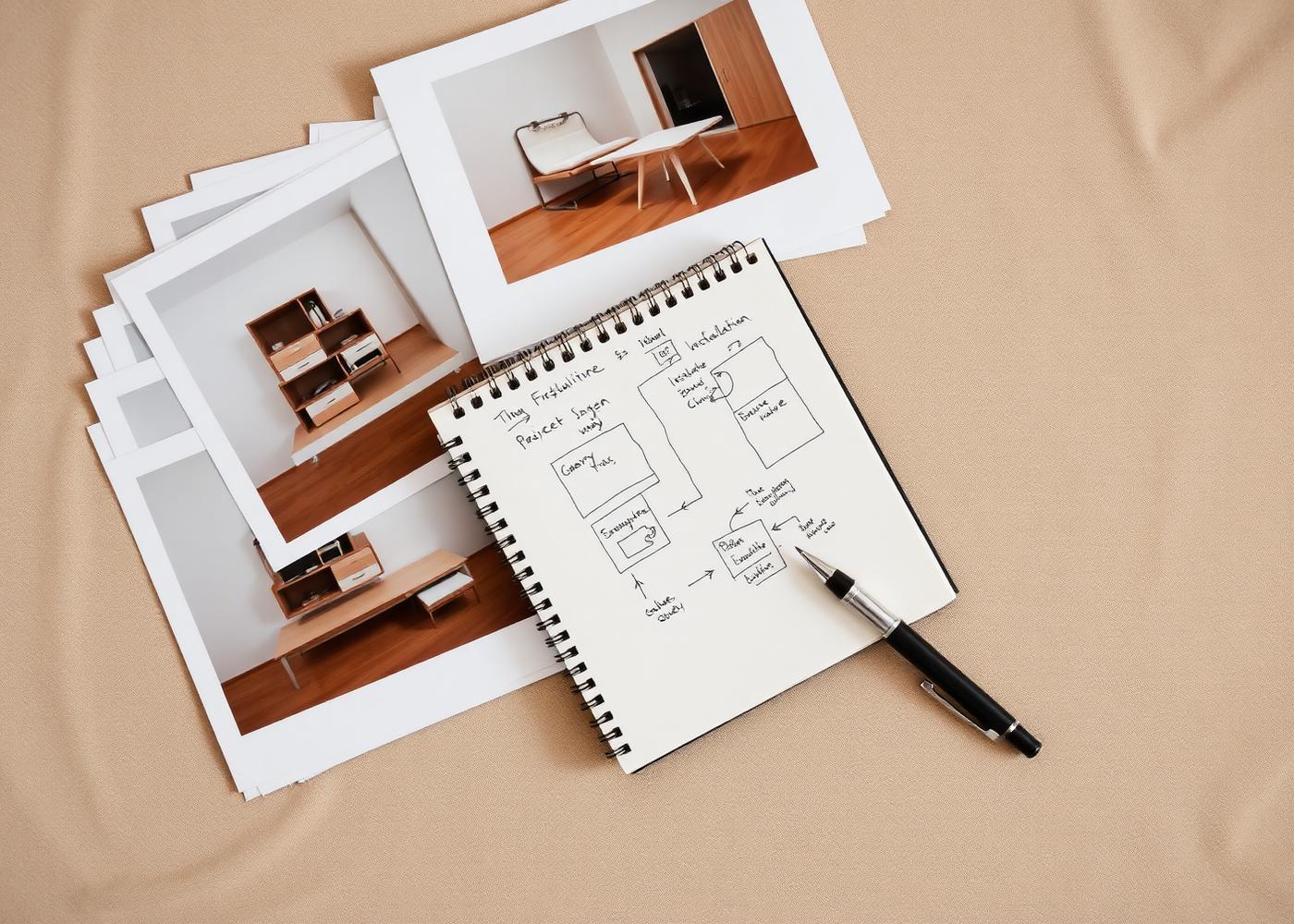 현장 사례 사진과 손글씨 구조도가 놓인 작업 평면